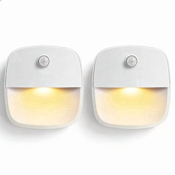 LED Lights, 2 Pack Battery Operated Motion Sensor Night Lights for Hallway Bedroom Kitchen Warm White