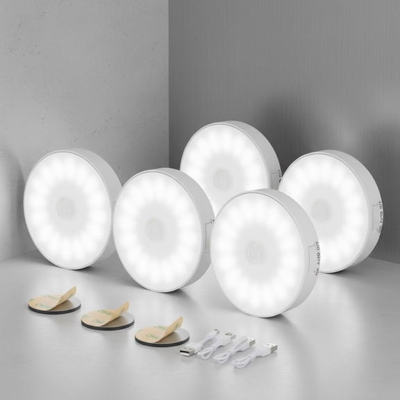 Motion Sensor Light Indoor, USB Rechargeable Night Light, Long Last Battery & 3 Light Modes, Wireless Magnetic Nightlight for Closet, Stairs, Hallway - Cold White