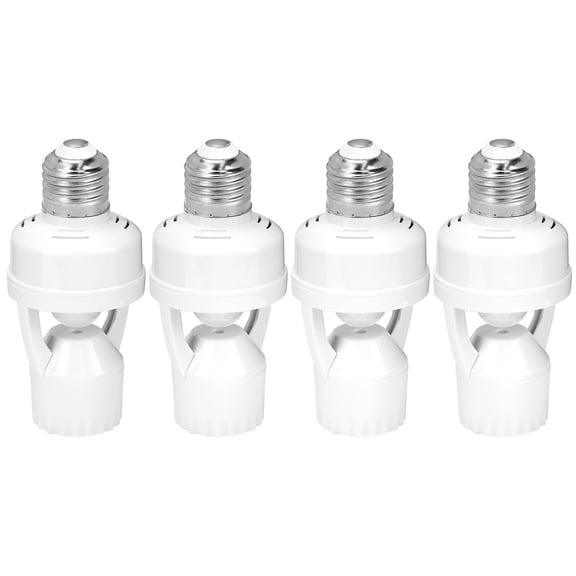 Motion Sensor Light Socket Adapter 4 Pack E26/E27 Compatible Adjustable Timing Security Lighting