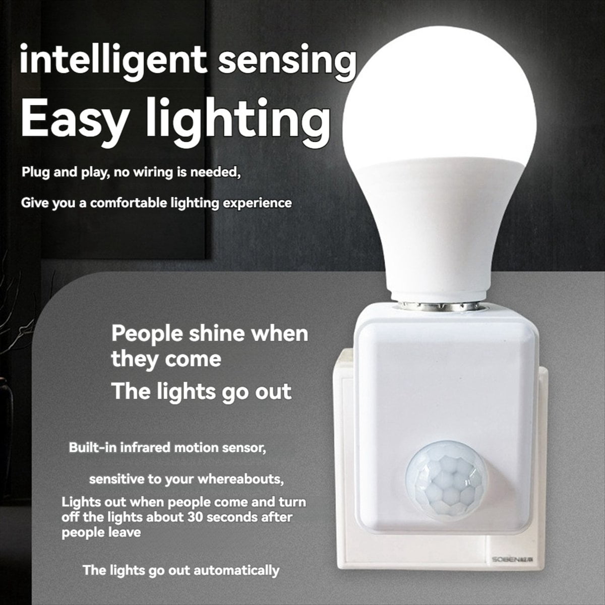 Motion Sensor Light Socket E27 Motion Detector Lamp Holder Socket ...