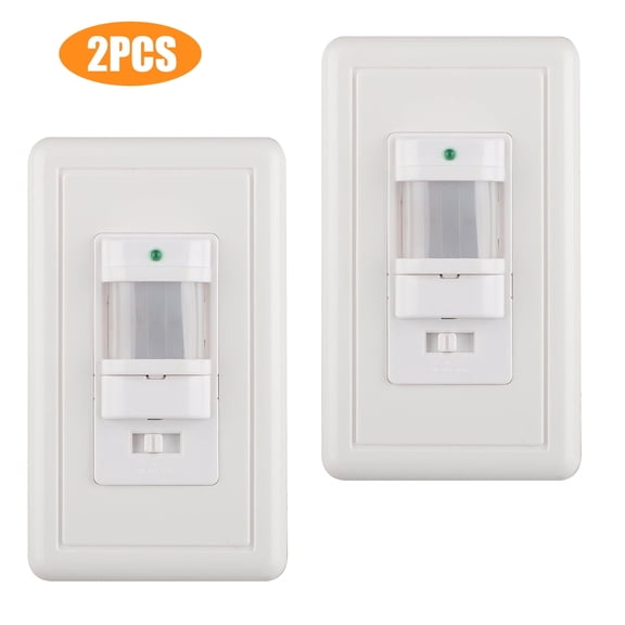 Motion Sensor Light Switch  2 Pack PIR Wall Switch, Occupancy & Vacancy Modes, White, 100-130V, 0.45W, Toggle Style Auto On/Off  Hands-Free, Energy-Efficient, Adjustable Timer, Easy Install