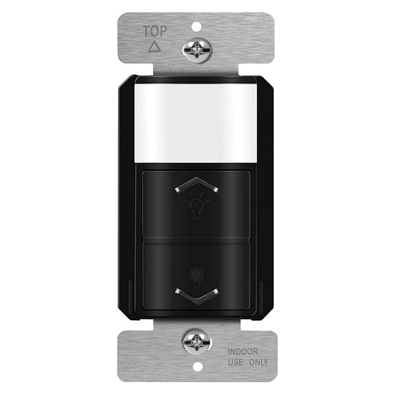 Motion Sensor Light Switch Dimmer, Electronic Dimmer with PIR Motion Sensor, Occupancy & Vacancy Modes, 150W LED/CFL, Single-Pole, UL Listed, TDODS5-120-BK, Black