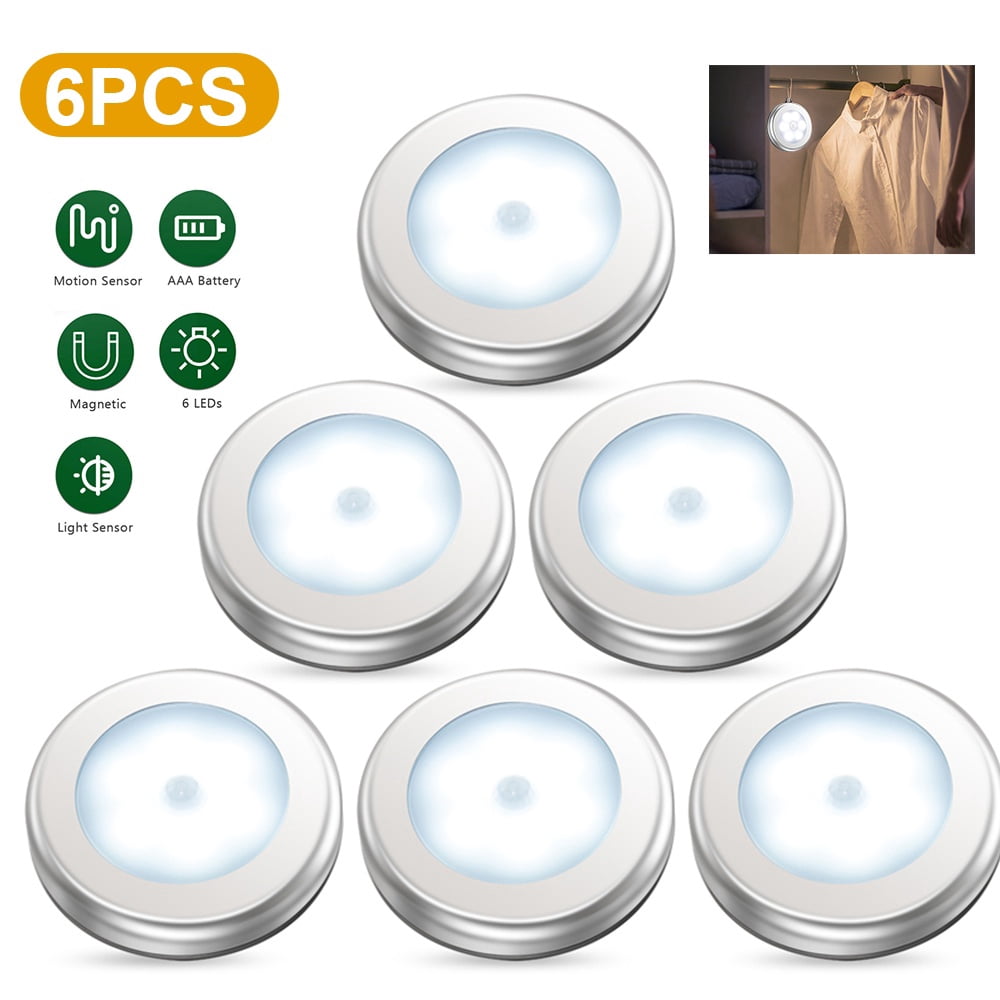 Motion Sensor Lights 6 Packs, Battery-Powered LED Night Lights, Stick ...