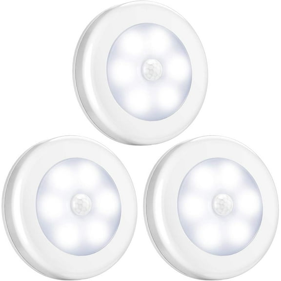 Motion Sensor Lights, Ultra-high Quality Light Source Split Design, Energy Efficient Battery-Powered LED for Closet, Kitchen, Bedroom, Bathroom, Stairs, Hallway (Pack Of 3)
