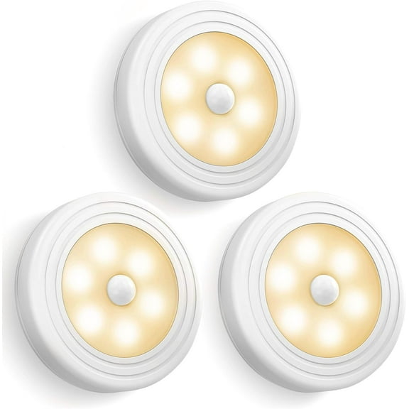 Motion Sensor Lights (Warm White) Closet Light, Wall Light, Stick Anywhere with No Tools, LED Night Lights, Perfect for Staircase, Hallway, Bathroom, Bedroom, Kitchen, Cabinet, Battery Operated Lights