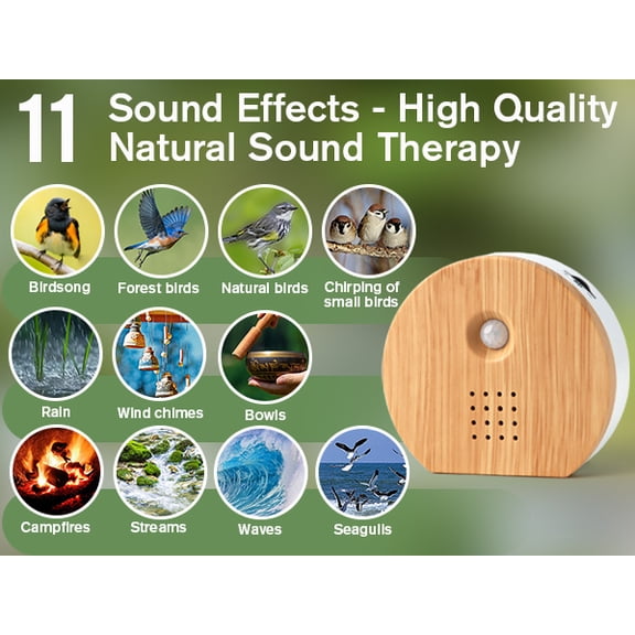 Motion Sensor Nature Sound Machine  Smart Noise Maker with 9 Soothing Natural Sounds, Adjustable Volume & Timer for Bathroom, Bedroom, Yoga Studio, Spa, Meditation Room & Cafe