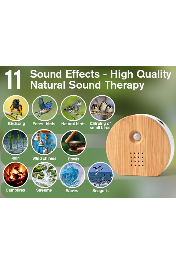 Motion Sensor Nature Sound Machine Smart Noise Maker with 9 Soothing Natural Sounds, Adjustable Volume & Timer for Bathroom, Bedroom, Yoga Studio, Spa, Meditation Room & Cafe