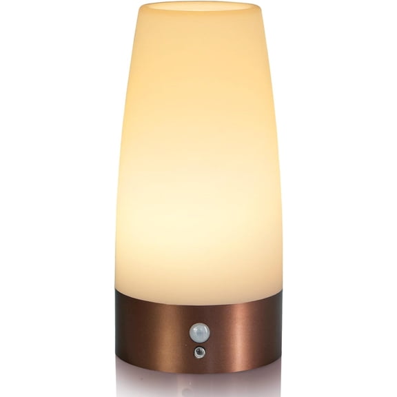 Motion Sensor Night Light, Battery Operated Lamp with 2 Sensored Modes - Retro Bedside Table Desk Lamp with Soft Ambient Light for Bedroom, Living Room, Kitchen Kids Room