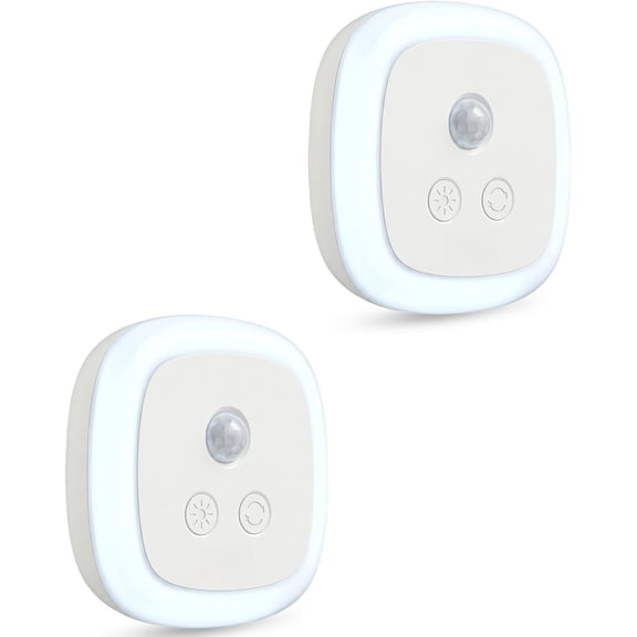 Motion Sensor Night Light with Dusk to Sensor - Plug in Cool White Anti-Glare LED, Soft Cozy Glow, 5 Level Dimmable, Timer Function for Bathroom, Hallway, Kitchen, Stairs, Garage, 2-Pack