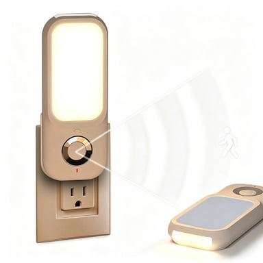 Motion Sensor Night Light with Flashlight, Night Lights Plug into Wall with Dusk to Dawn Motion Sensor, Soft Warm White, Adjustable Brightness for Bedroom, Stairs, Hallway
