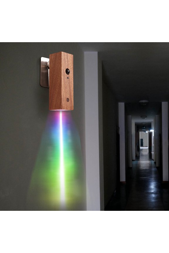 Motion Sensor Night Light with Human Body Induction and USB Rechargeable Battery, 3-Meter Smart Wall Lamp for Hallway Stairs Closet, Magnetic Solid Wood LED Light for Indoor Outdoor