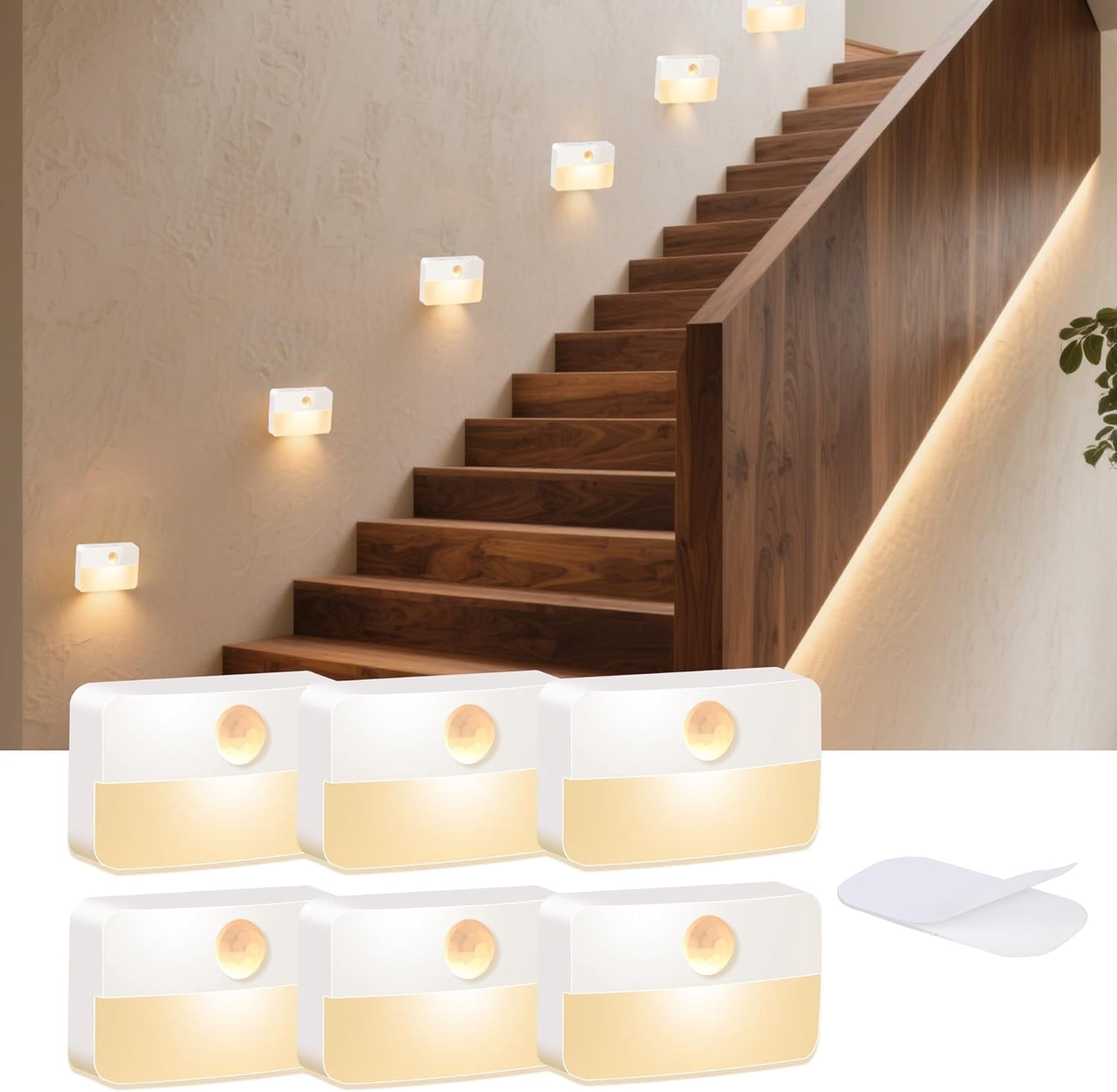 Motion Sensor Night Light for Indoor: 6 Pack Battery Operated Stair ...