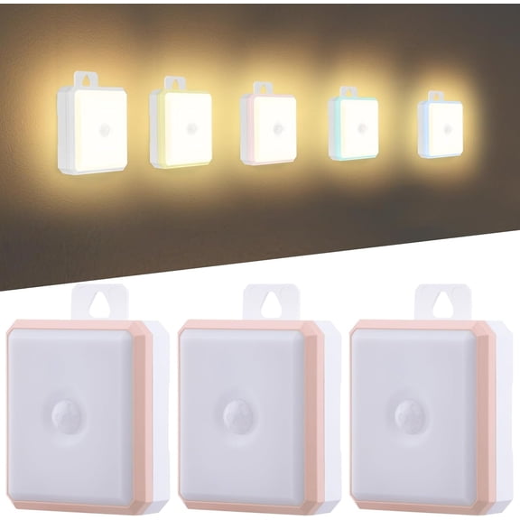Motion Sensor Night Light Indoor - Cordless Under Cabinet Lighting, Stick- LED Closet Lights, Safe Light for Stairs, 4000K Nightlight 3-Pack ()