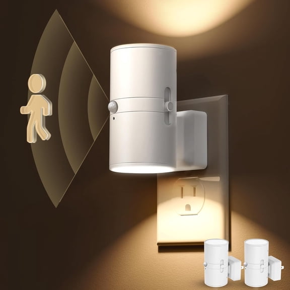 Motion Sensor Night Light Plug in, Motion Activated Night Light, 0-100LM Dimmable, Soft White 3000K, Motion Sensor Light Indoor for Bathroom Hallway Bedroom Nursery Kids Elderly [2 Pack]