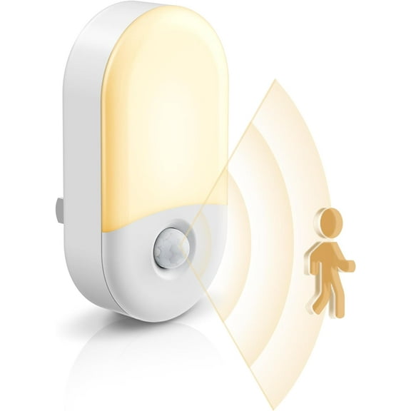 Motion Sensor Night Light Plug in, Motion Activated Night Light, 5000K Daylight White, Night Lights Plug Into Wall, Adjustable Brightness, Nightlights for Bathroom, Kids, Hallway, 4 Pack