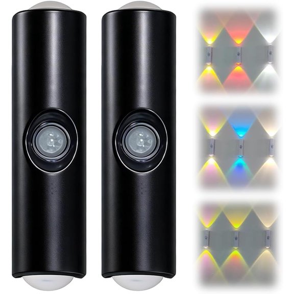 Motion Sensor Night Light, Rechargeable Smart Led Ambient Light with 7 Colorful Gradient RGB Mood Lights for Bedroom, Hallway, Party(Black,2PCS)