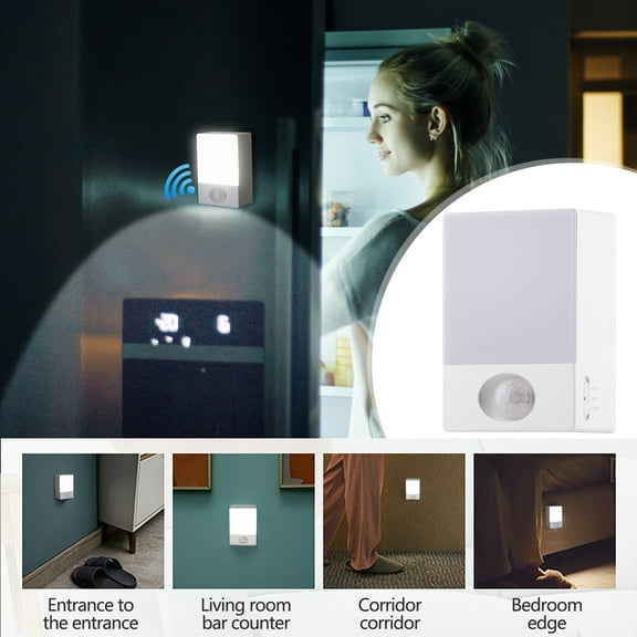 ​Motion Sensor Night Light - Rechargeable Wall-Mounted LED Light with Auto On/Off - 3 Modes for Kids, Bathroom & Hallway (4000K, 0.6W, USB-Powered)​​ white