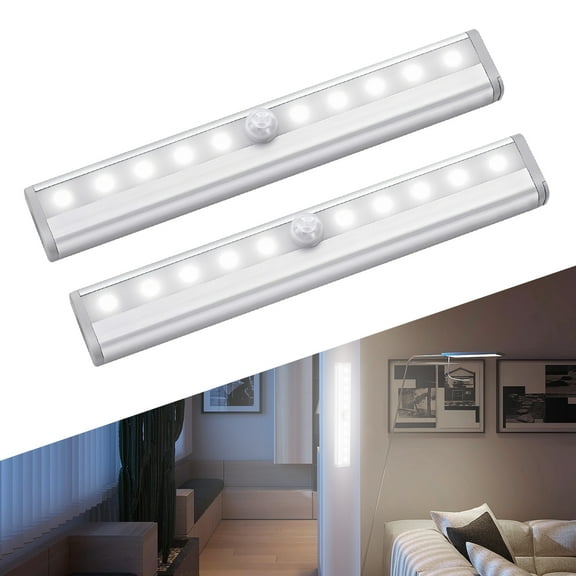 Motion Sensor Night Lights, Motorhome Motion Sensor Light Strip, Travel, Trailers, Camper, 10 LED Battery-Operated, 2 Pcs