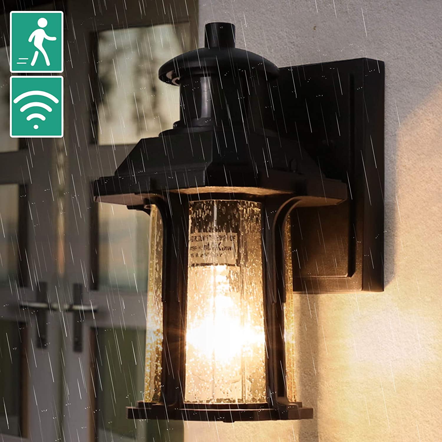 Motion Sensor Outdoor Lights, Lighting Modes Porch Light Fixture for House,  Dusk to Dawn Exterior Wall Light, Waterproof Aluminum Anti-Rust Lantern for  Garage Entryway, Motion Activated