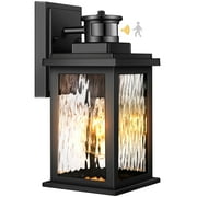 VIANIS Porch Lights Outdoor with Motion Sensor, Dusk to Dawn Outdoor Wall Lights Lantern, Anti-Rust Matte Black Outside Light Fixture Sconce for House, Patio, Garage, Waterproof