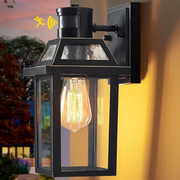 Motion Sensor Outdoor Wall Lights, Porch Light 3 Lighting Modes, Dusk to Dawn Exterior Fixture, Waterproof, Outside Lights for House Front Door Patio Garage 1 Pack (Black)