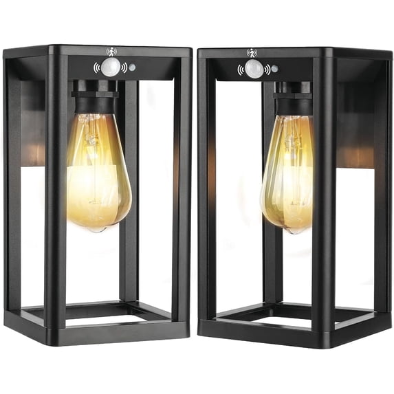 Maggift Solar Wall Lanterns, Outdoor Porch Lights with Motion Sensor, Dusk to Dawn Waterproof E26 Base, Easter Decor Lighting, 2 Pack