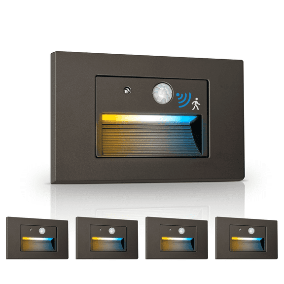 4-PACK motion sensor stair lights3W 50LM3000K-5000K 3CCT motion activated stair lightsIP65 Waterproof Stair Lights Indoor Outdooroil-rubbed bronze ETL Certified