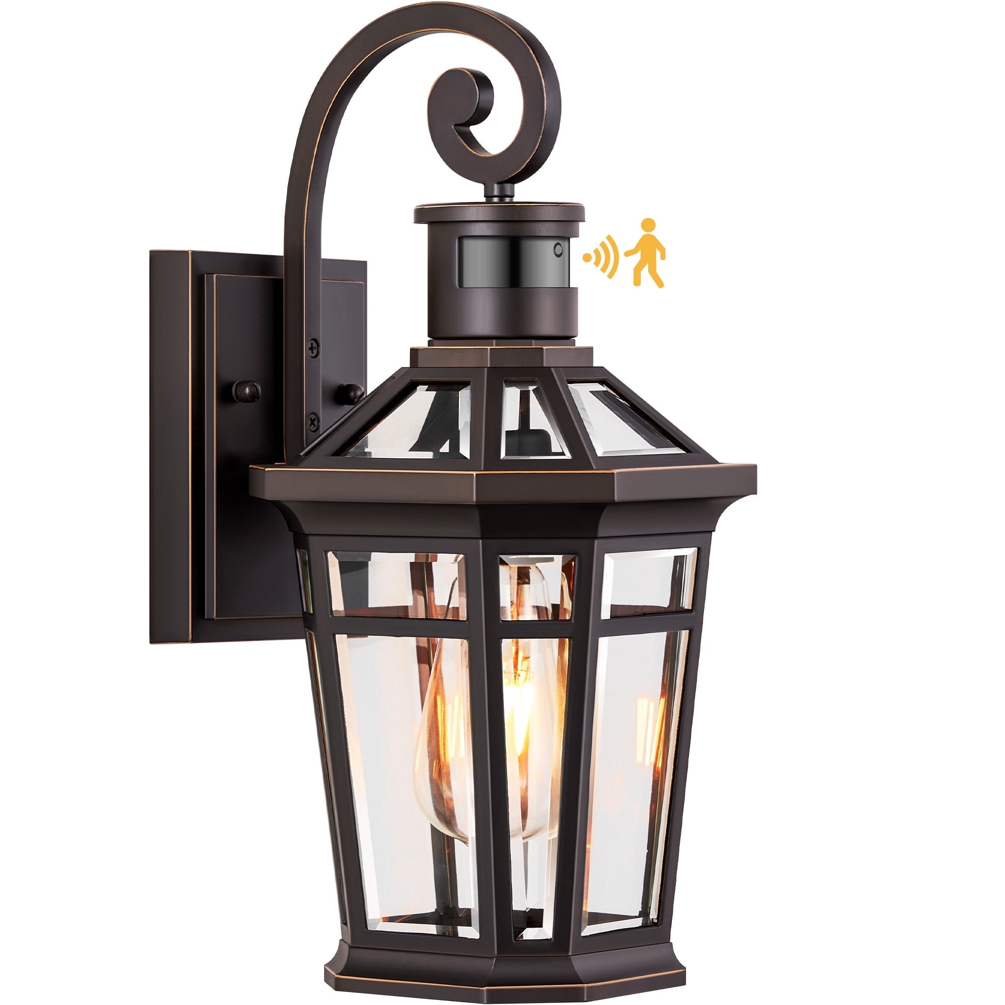 OPAXIS Motion Sensor Porch Lights Outdoor Wall Mount, Oil Rubbed Bronze Exterior Wall Sconce Lantern with E26 Socket, Waterproof Dusk to Dawn Outdoor Lighting Fixtures, Coach Lights for Garage, Patio