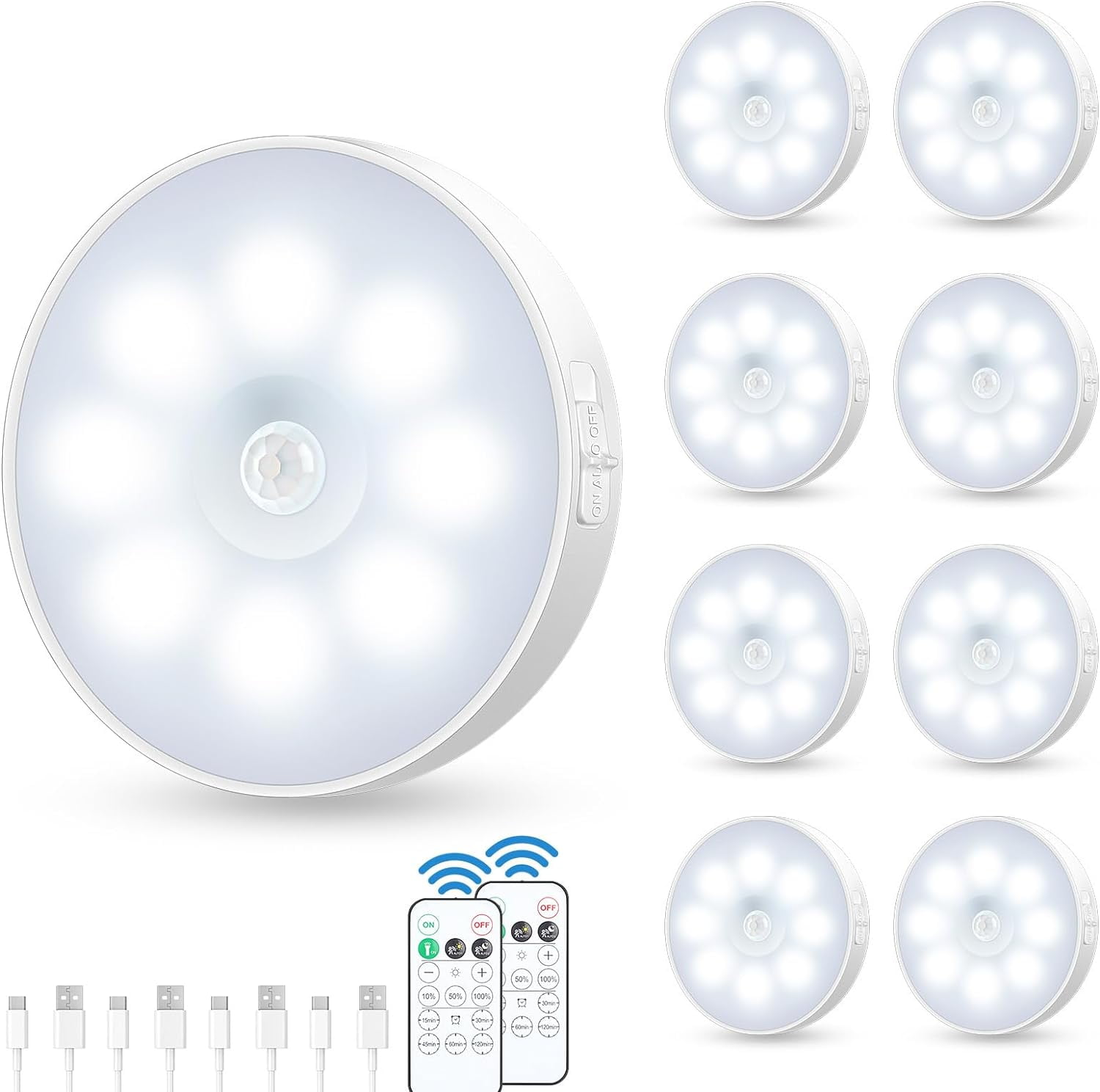 Motion Sensor Puck Light with Remote, Wireless Dimmable Under Cabinet ...