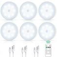 thumbnail image 1 of Motion Sensor Puck Lights LED Wireless USB Rechargeable Battery Operated Under Cabinet Lighting with Remote Control Movement Detection on Shelf Display Closet Counter Light for Kitchen Wardrobe Stairs, 1 of 16