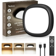 Tedmos Motion Sensor Rechargeable LED Ceiling Light with Remote, IP54 Waterproof Shower Light Indoor, Battery Operated Wireless Closet Lights No Wiring Hallway Bathroom Garage Black Modern Lighting