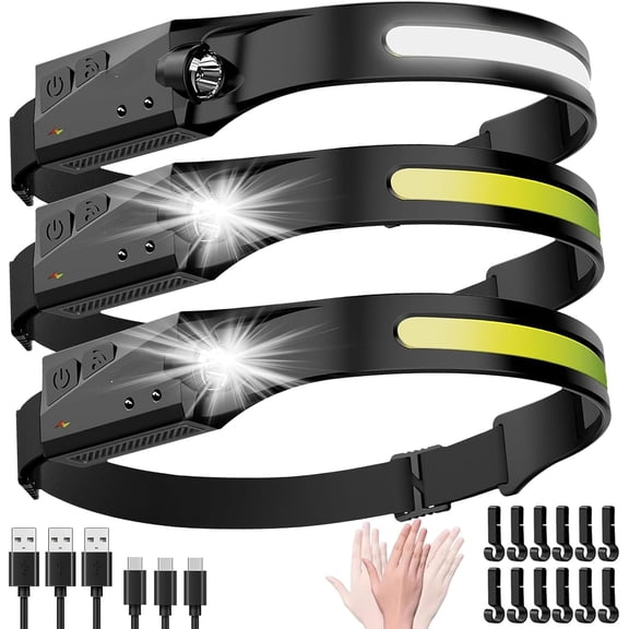 Motion Sensor Rechargeable Outdoor Headlamp 5 Lighting Modes 230 Wide Beam Headlight Adult