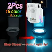 Motion Sensor Toilet Night Light - 4 Color Changing LED Bowl Light, Bathroom Motion Activated Toilet Bowl Light ( 2Pcs )