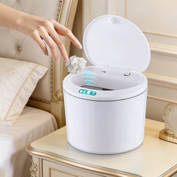 Motion Sensor Trash Can Automatic Lid, Non-Contact Smart Trash Bin with Silent Soft Close, 3L Capacity Trash Container for Kitchen Bathroom Living Room Car Office Hygiene Convenience