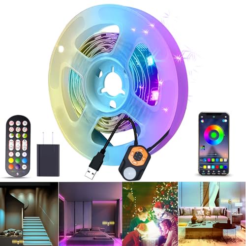 Motion Sensor Under Bed Lights 9.84FT RGB LED Strip Light with Sensor