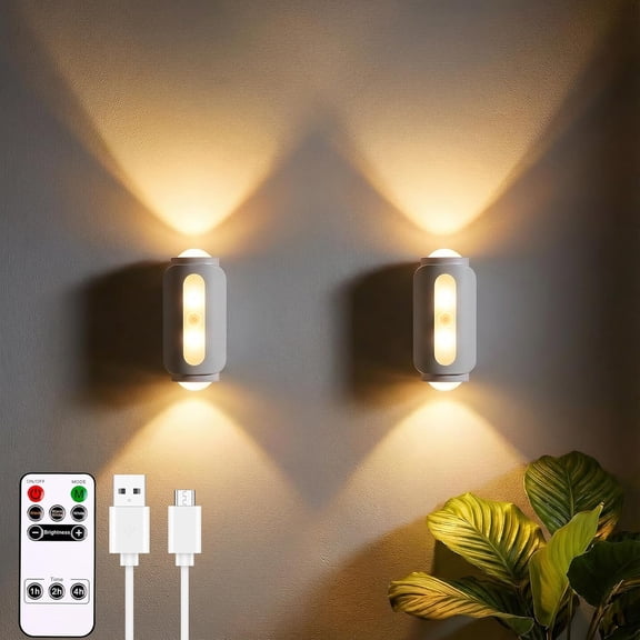 Motion Sensor Wall Light, Rechargeable Wireless Sconce Set of 2, Wireless No Hardwire 3CCT Wall Lamps, Magnetic Battery Operated Indoor Lighting for Hallway, Stairs, Bedroom, Bathroom, Closet Decor
