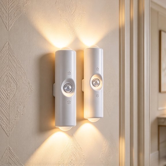 Motion Sensor Wall Lights, Wireless LED Night Lights with Automatic On/Off, Warm White Wall Mounted Lights for Hallway, Bedroom and Stairway