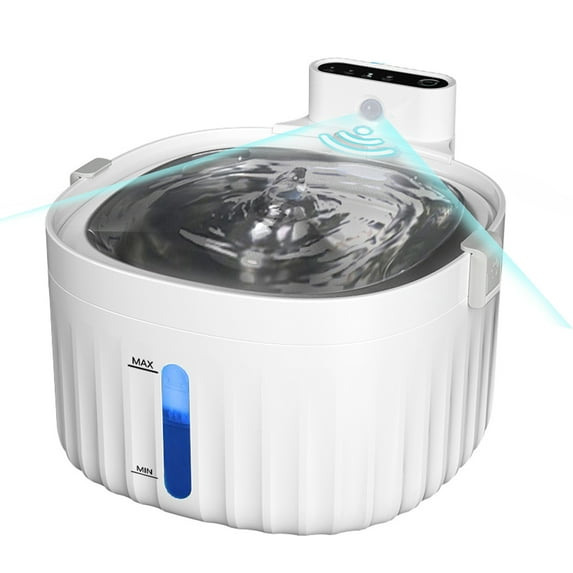 Motion Sensor Wireless Automatic 2L Cat Water Fountain Replaceable Filtration Use USB Cable or Battery,Ultra-Quiet Pump for CatsDogs,Multiple Pets