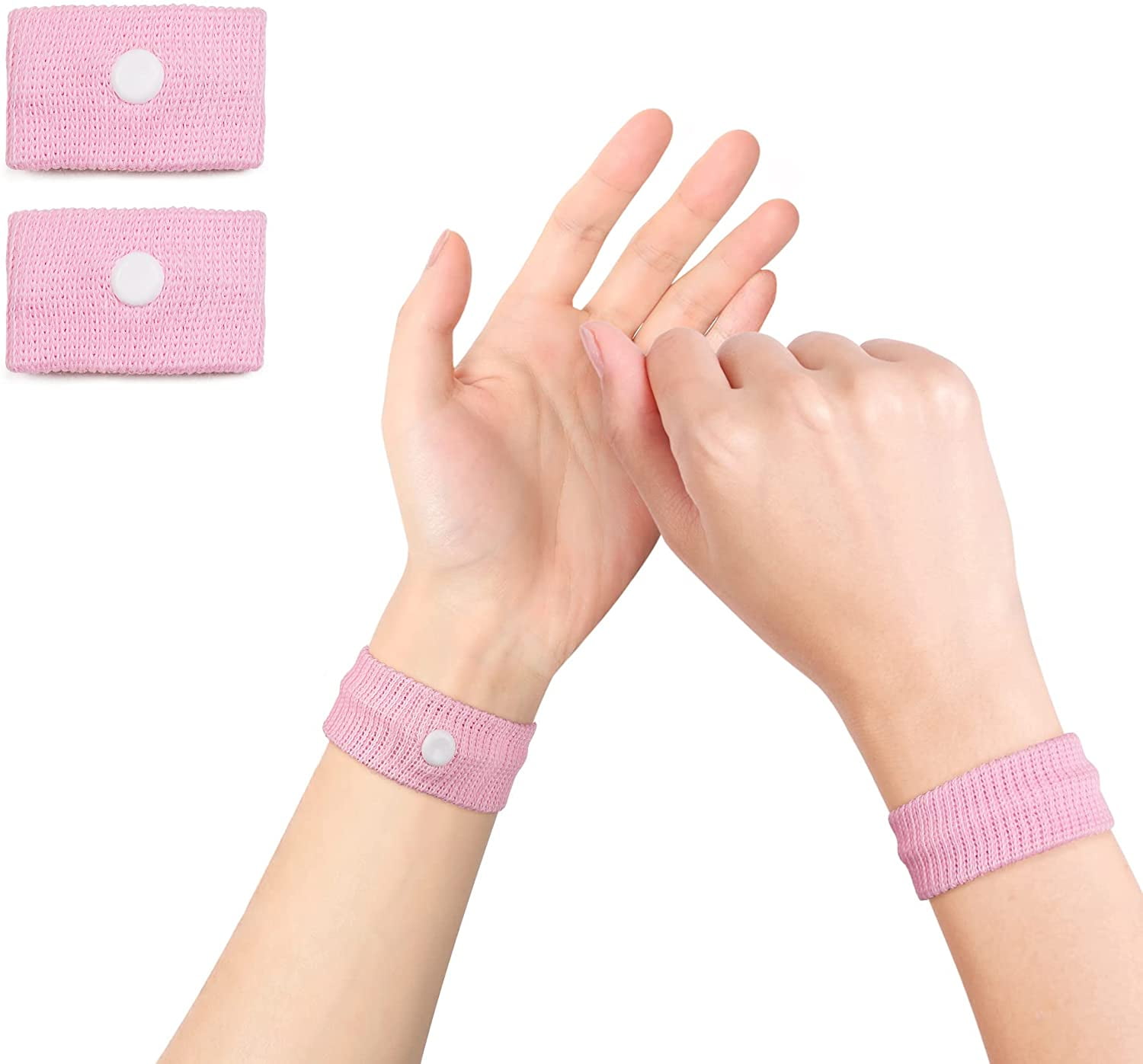 Motion Sickness Wristband, Anti-Nausea Acupressure Wrist Band for Nausea  Relief, Dizziness and Vomiting from Car Boat Flying Travel Sickness (Pink