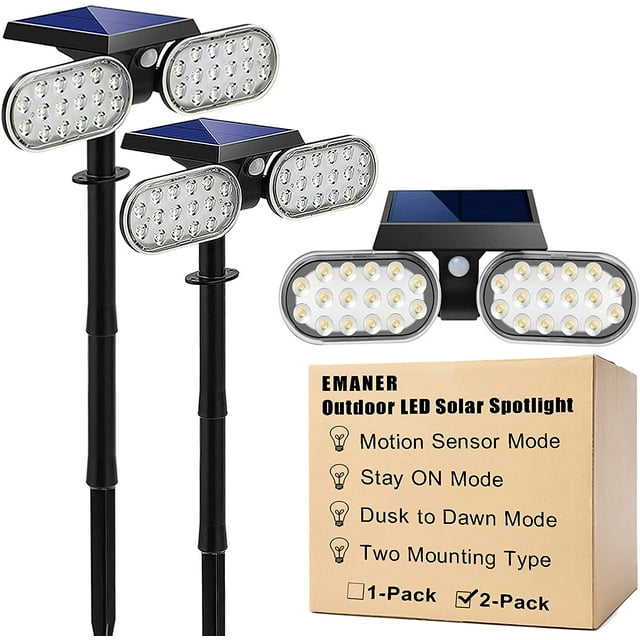 Motion Solar Floodlight Stay On or Motion Sensor Mode, Dusk to Dawn