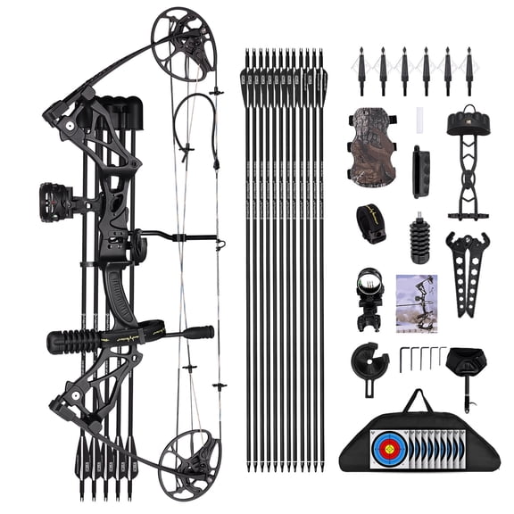 Motion Zeus Compound Bow Package Fully Adjustable for Adults and Teens, 0-70 Lbs Draw Weight, 23.5"-31" Draw Length, Up to 320fps IBO,Hunting Bow Archery Set