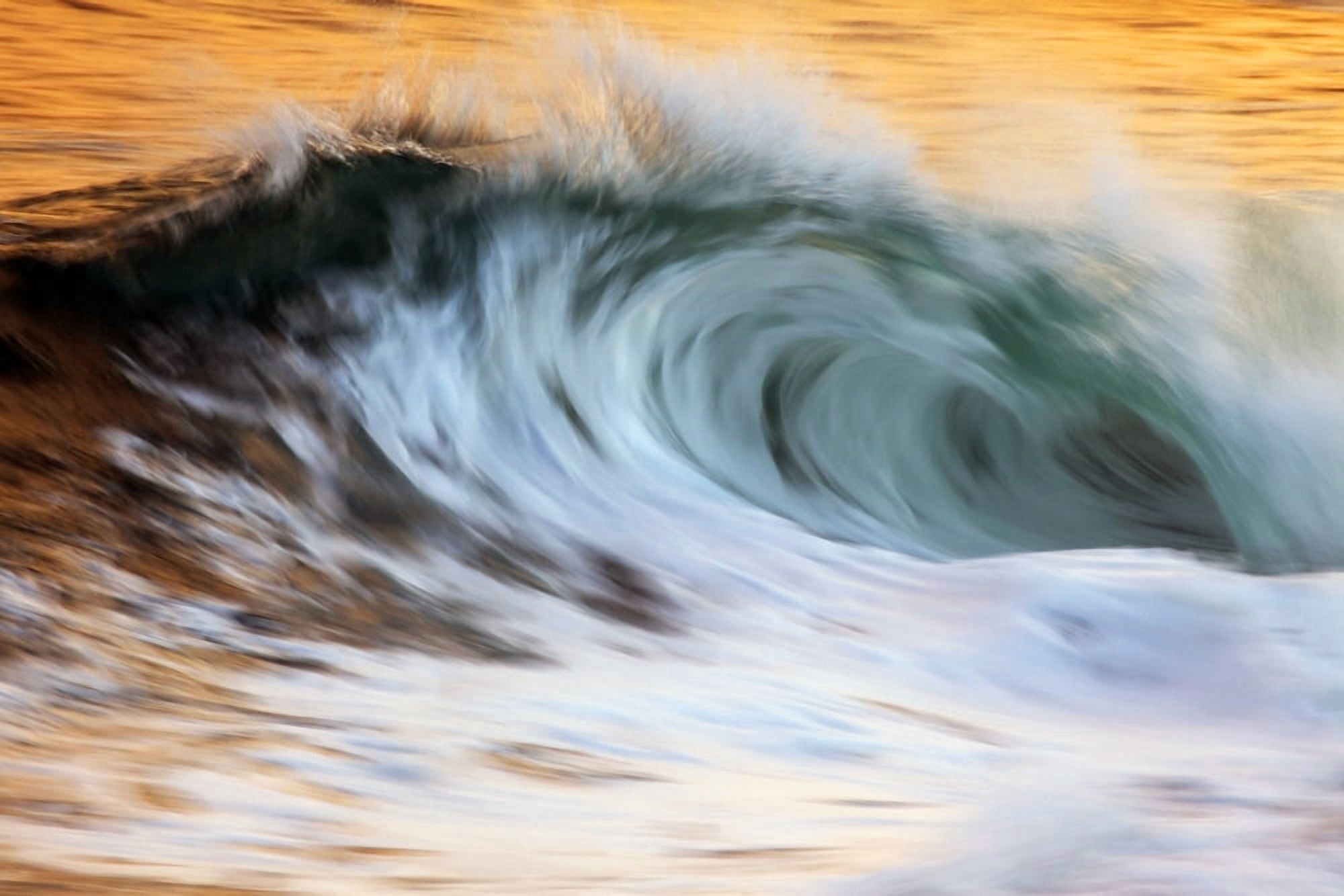 Motion blur of wave Hawaii United States of America Canvas Art - Vince Cavataio Design Pics (38 x 24)