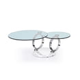 thumbnail image 1 of Motion glass top Coffee Table with Stainless Steel Rings and White base, 1 of 2