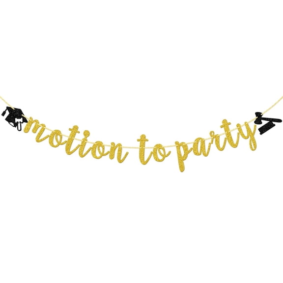 Motion to Party Banner, Congrats Law Grad Banner, Pre-strung Law School Graduation Decorations, Gold Glitter
