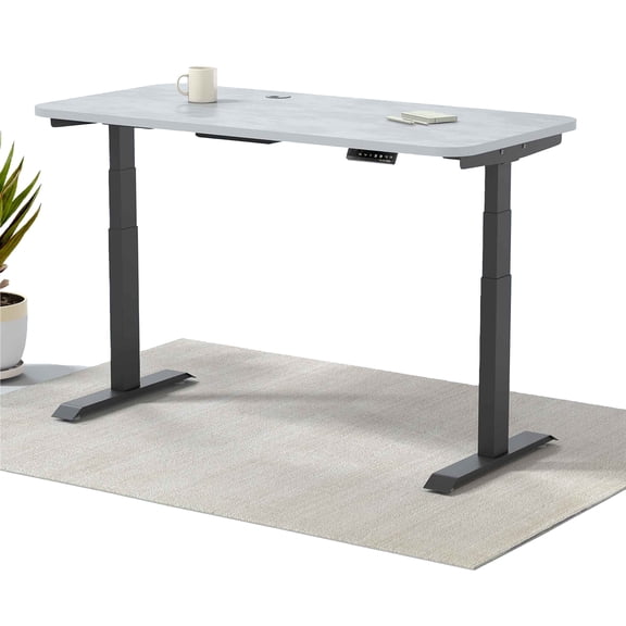 MotionGrey Height Adjustable German Electric Dual Motors Sit to Stand Computer Table Home and Office Standing Desk - Black Frame with White Tabletop (165cmx60cmx2.5cm)
