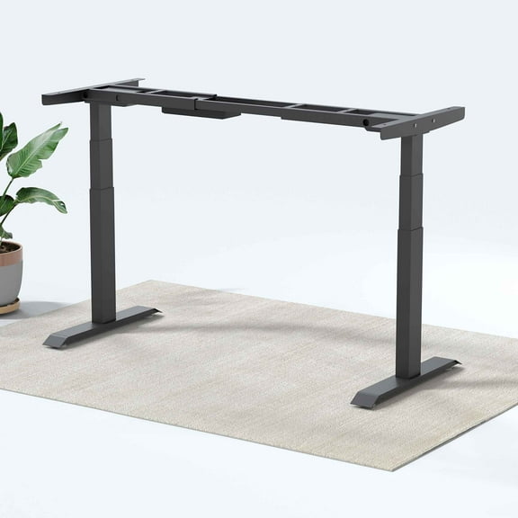 MotionGrey Height Adjustable German Electric Dual Motors Sit to Stand Computer Home and Office Standing Desk Riser - Black Frame