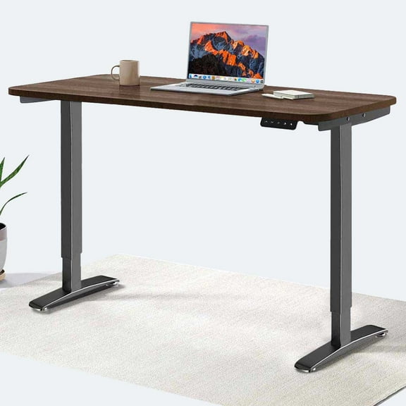 MotionGrey Standing Desk Height Adjustable Electric Motor Sit-to-Stand Desk Computer for Home and Office - Black Frame (43x24 Dark Brown Tabletop Included)