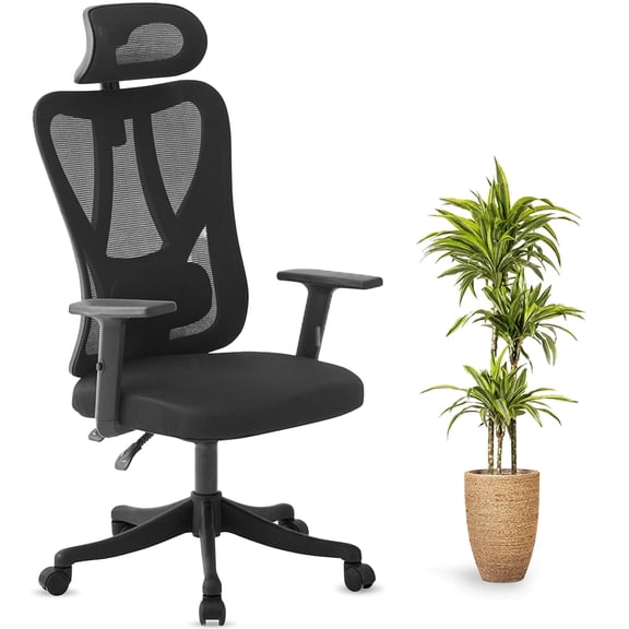 MotionGrey Stylish Ergonomic High Mesh Office Chair with Adjustable Head, Armrest & Lumbar Support - Advanced