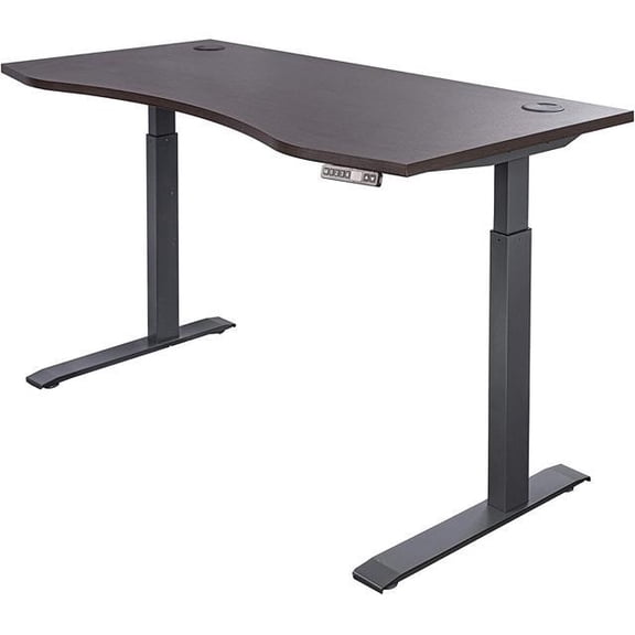 MotionWise Manager Series Dual Motorized Rising Sit/Stand Desk for Home Or Office, American Walnut