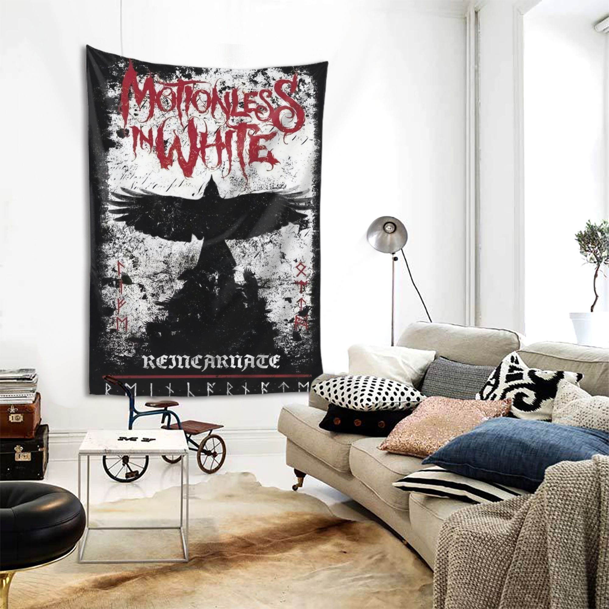 Motionless in White Tapestry Poster Home Decor Tapestries Aesthetic Music Wall Hanging Blanket for Bedroom Living Room Dorm 90x60 Inch Walmart